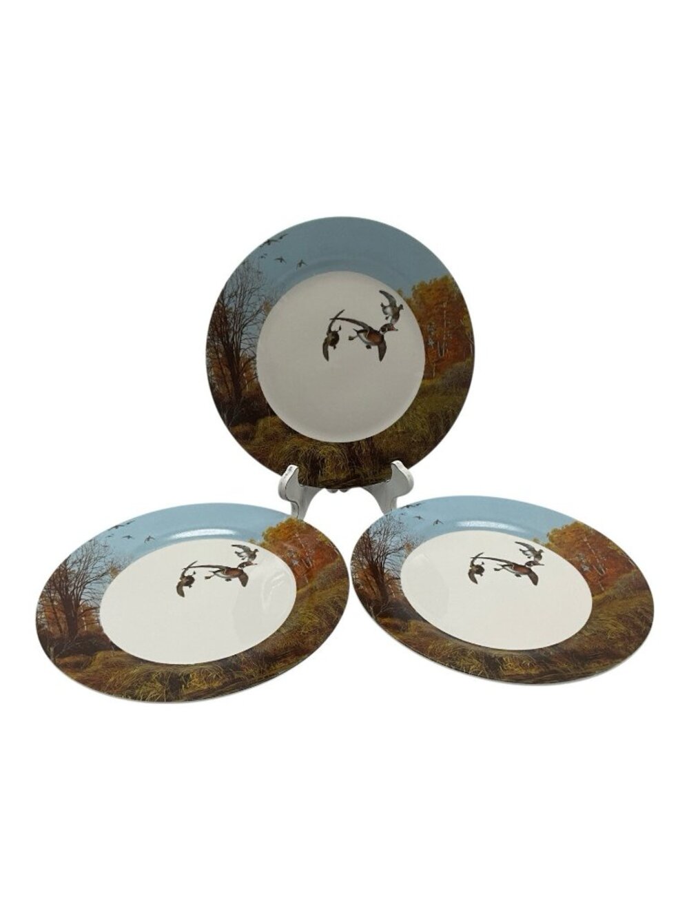 Ducks Unlimited "Ducks Taking Flight" Pattern Dinner Plates, Set of 3 Vintage